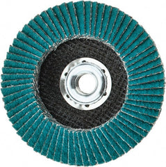 3M - 36 Grit, 4-1/2" Disc Diam, 5/8-11 Center Hole, Type 29 Zirconia Alumina Flap Disc - 13,300 Max RPM, Cloth Backing, Arbor Attaching System, Coated - Exact Tooling