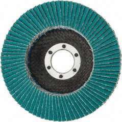 3M - 60 Grit, 4-1/2" Disc Diam, 7/8" Center Hole, Type 29 Zirconia Alumina Flap Disc - 13,300 Max RPM, Cloth Backing, Arbor Attaching System, Coated - Exact Tooling