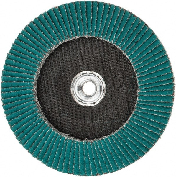 3M - 36 Grit, 7" Disc Diam, 5/8-11 Center Hole, Type 29 Zirconia Alumina Flap Disc - 8,600 Max RPM, Cloth Backing, Arbor Attaching System, Coated - Exact Tooling