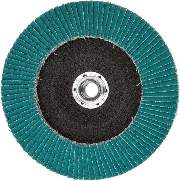 3M - 40 Grit, 7" Disc Diam, 5/8-11 Center Hole, Type 29 Zirconia Alumina Flap Disc - 8,600 Max RPM, Cloth Backing, Arbor Attaching System, Coated - Exact Tooling