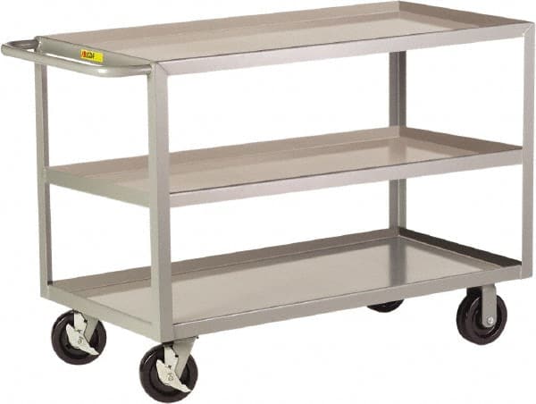 Little Giant - 3,600 Lb Capacity, 30" Wide x 53-1/2" Long x 36" High Shelf Cart - 3 Shelf, Steel - Exact Tooling
