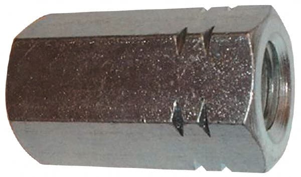 Made in USA - 1-8 UNC, 2-3/4" OAL Steel Standard Coupling Nut - Zinc-Plated Finish, 1-1/2" Width Across Flats - Exact Tooling