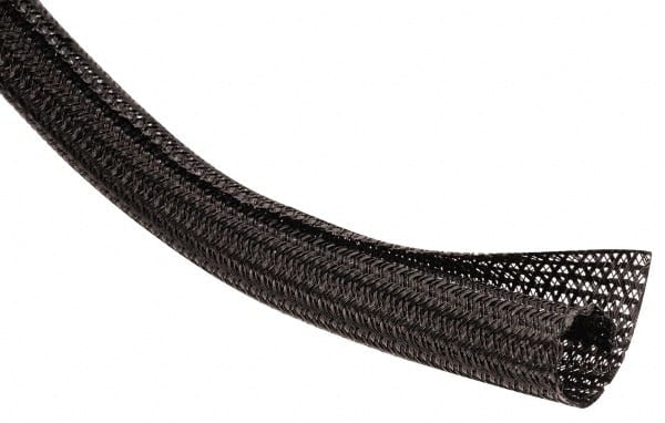 Techflex - Black Braided Cable Sleeve - 10' Coil Length, -103 to 257°F - Exact Tooling