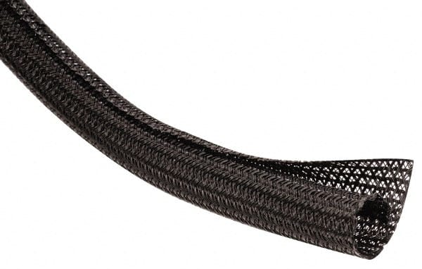 Techflex - Black Braided Cable Sleeve - 100' Coil Length, -103 to 257°F - Exact Tooling