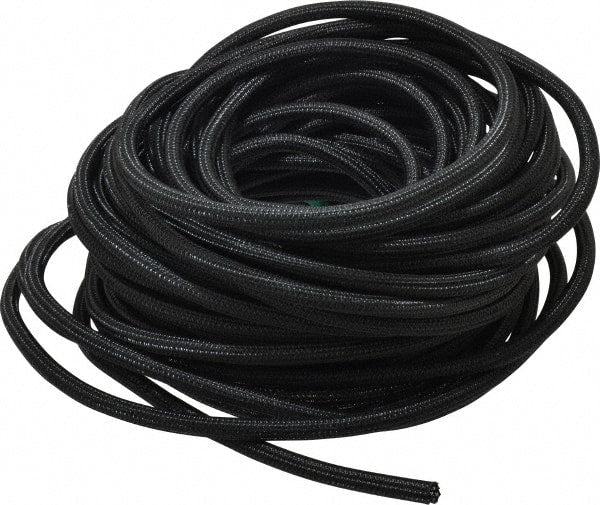 Techflex - Black PET Braided Cable Sleeve - 100' Coil Length, -103 to 257°F - Exact Tooling