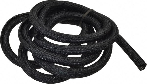 Techflex - Black Braided Cable Sleeve - 10' Coil Length, -103 to 257°F - Exact Tooling
