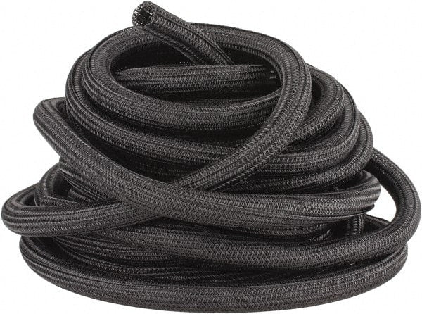Techflex - Black Braided Cable Sleeve - 50' Coil Length, -103 to 257°F - Exact Tooling