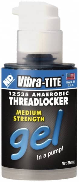 Vibra-Tite - 35 mL Bottle, Blue, Medium Strength Gel Threadlocker - Series 125, 24 hr Full Cure Time, Hand Tool Removal - Exact Tooling
