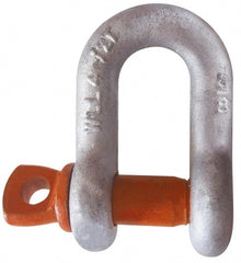CM - 1/2" Nominal Chain Size, 3 Ton Carbon Steel Screw Chain Shackle - 23/32" Diam, 5/8" Pin Diam, 13/16" Wide Inside Jaw, 13/16" Inside Width - Exact Tooling