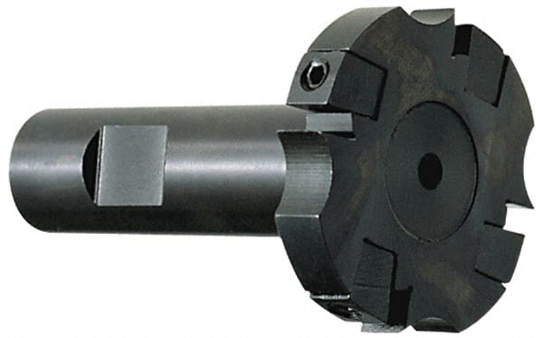 APT - Shank Connection, 0.53" Cutting Width, 7/16" Depth of Cut, 2" Cutter Diam, 4 Tooth Indexable Slotting Cutter - 1" Shank Diam, SM24 Toolholder, CTA 2 Insert, Left Hand Cutting Direction - Exact Tooling