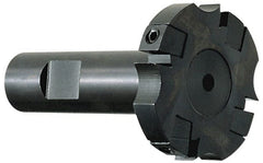 APT - Shank Connection, 0.53" Cutting Width, 7/16" Depth of Cut, 2" Cutter Diam, 4 Tooth Indexable Slotting Cutter - 1" Shank Diam, SM24 Toolholder, CTA 2 Insert, Left Hand Cutting Direction - Exact Tooling