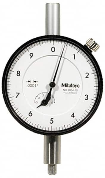 Mitutoyo - 1mm Range, 0-10-0 Dial Reading, 0.001mm Graduation Dial Drop Indicator - 57mm Dial, 0.2mm Range per Revolution, 0.004mm Accuracy, Revolution Counter - Exact Tooling