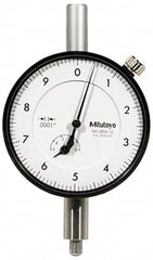 Mitutoyo - 1mm Range, 0-10-0 Dial Reading, 0.001mm Graduation Dial Drop Indicator - 57mm Dial, 0.2mm Range per Revolution, 0.004mm Accuracy, Revolution Counter - Exact Tooling
