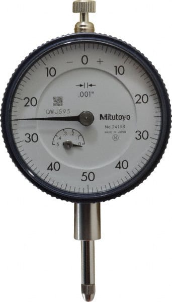 Mitutoyo - 1/2" Range, 0-50-0 Dial Reading, 0.001" Graduation Dial Drop Indicator - 2-1/4" Dial, 0.1" Range per Revolution, 0.001" Accuracy, Revolution Counter - Exact Tooling