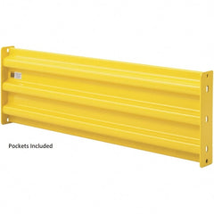 Steel King - 2' Long x 14" High, Yellow Steel Straight Heavy Duty Guard Rail - 3 Rails Accommodated, 2-1/2" Deep, 24 Lb - Exact Tooling