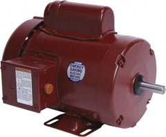 Leeson - 1 Max hp, 1,800 Max RPM, Electric AC DC Motor - 115/208-230 V Input, Single Phase, 56 Frame, 5/8" Shaft Diam, Rigid Base Mount, TEFC Enclosure - Exact Tooling