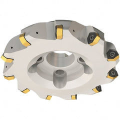 Iscar - 40mm Cut Diam, 16mm Arbor Hole, 2mm Max Depth of Cut, 30° Indexable Chamfer & Angle Face Mill - 5 Inserts, H600 WXCU 05 Insert, Right Hand Cut, 5 Flutes, Through Coolant, Series Helido - Exact Tooling