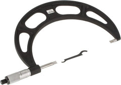 Starrett - 6" to 7" Mechanical Satin Chrome Coated Blade Micrometer - 0.001" Graduation, 0.76mm Blade Thickness, Speeder Thimble - Exact Tooling