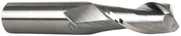 Hertel - 11/16", 1-1/2" LOC, 3/4" Shank Diam, 4" OAL, 2 Flute, Solid Carbide Square End Mill - Single End, TiN Finish, Spiral Flute, 30° Helix, Centercutting, Right Hand Cut - Exact Tooling
