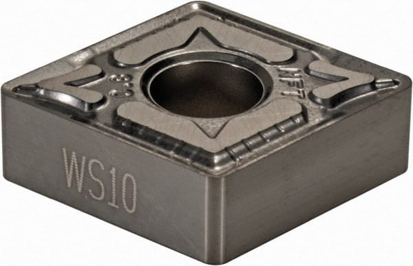 Walter - CNGG432 NFT Grade WS10 Carbide Turning Insert - Uncoated, 80° Diamond, 1/2" Inscr Circle, 3/16" Thick, 1/32" Corner Radius - Exact Tooling