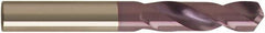 Guhring - 6.2mm 118° Spiral Flute Solid Carbide Screw Machine Drill Bit - FIREX Finish, Right Hand Cut, 31mm Flute Length, 70mm OAL, Faceted Point, Straight Shank - Exact Tooling