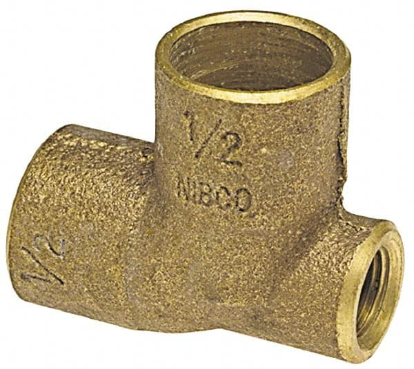 NIBCO - 1-1/4 x 1/8 x 1-1/4" Cast Copper Pipe Baseboard Tee - C x F x C, Pressure Fitting - Exact Tooling