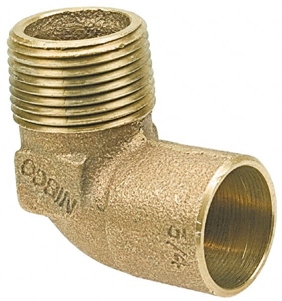 NIBCO - 1/2 x 3/4" Cast Copper Pipe 90° Elbow - C X M, Pressure Fitting - Exact Tooling