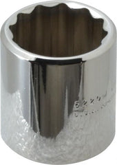 Proto - 3/8" Drive, Standard Hand Socket - 12 Points, 1-3/16" OAL, Chrome Finish - Exact Tooling