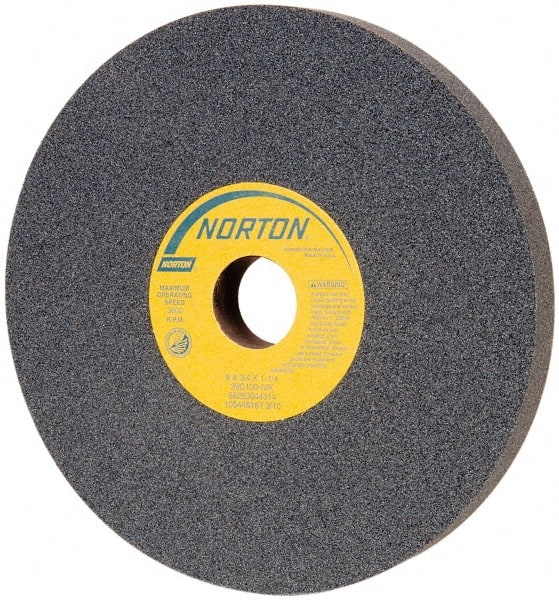 Norton - 8" Diam x 1-1/4" Hole x 3/4" Thick, I Hardness, 100 Grit Surface Grinding Wheel - Silicon Carbide, Type 1, Fine Grade, 3,600 Max RPM, Vitrified Bond, No Recess - Exact Tooling