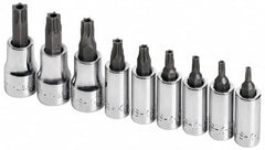 SK - 9 Piece 1/4 & 3/8" Drive Torx Bit Socket Set - T10 to T50 Torx - Exact Tooling