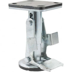 Hamilton - Floor Truck Lock for 5" Diam Caster Wheels - 5-3/4" Retracted Clearance, 4" x 4-1/2" Top Plate Size, 2-5/8" x 3-5/8" Slotted to 3" x 3" Bolt Hole Spacing - Exact Tooling