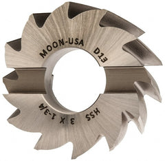 Made in USA - 3" Diam, 1-1/4" Arbor Hole Diam, 1-3/4" Length of Cut, 12 Flute, High Speed Steel, Finisher Shell End Mill - Right Hand Cut, Right Hand Spiral Flute, Uncoated - Exact Tooling