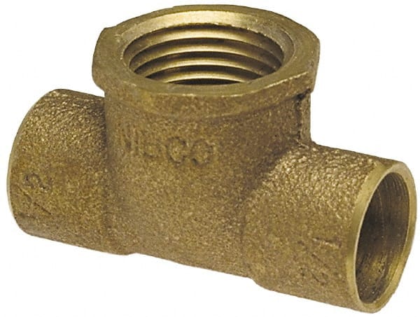 NIBCO - 1-1/2" Cast Copper Pipe Tee - C x C x F, Pressure Fitting - Exact Tooling