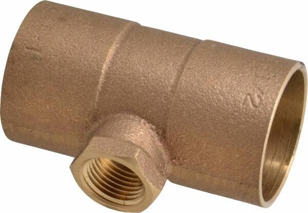 NIBCO - 1-1/2 x 1-1/2 x 1/2" Cast Copper Pipe Tee - C x C x F, Pressure Fitting - Exact Tooling