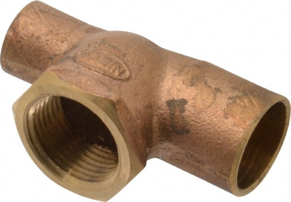 NIBCO - 3/4 x 1/2 x 3/4" Cast Copper Pipe Tee - C x C x F, Pressure Fitting - Exact Tooling