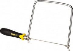 Stanley - 6-1/2" Steel Blade Coping Saw - ABS, TPR Handle, Ergonomic, 13-1/4" OAL, 6-3/4" Throat Depth - Exact Tooling