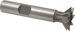 Made in USA - 3/4" Diam x 3/16" Width of Cut, 45° Included Angle, Cobalt Dovetail Cutter - 3/8" Shank Diam, 1-15/16" Shank Length, 2-1/8" Overall Length, Weldon Flat, Uncoated - Exact Tooling