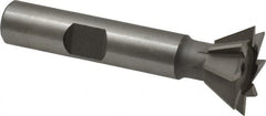 Made in USA - 3/4" Diam x 5/16" Width of Cut, 60° Included Angle, Cobalt Dovetail Cutter - 3/8" Shank Diam, 2-1/8" Overall Length, Weldon Flat, Uncoated - Exact Tooling