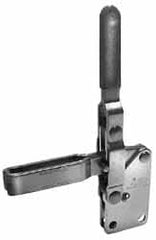 Lapeer - 600 Lb Holding Capacity, Vertical Handle, Manual Hold Down Toggle Clamp - 57° Handle Movement, 106° Bar Opening, U-Bar, Straight Base, Carbon Steel - Exact Tooling