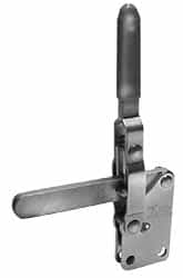 Lapeer - 700 Lb Holding Capacity, Vertical Handle, Manual Hold Down Toggle Clamp - 57° Handle Movement, 106° Bar Opening, Solid Bar, Straight Base, Carbon Steel - Exact Tooling