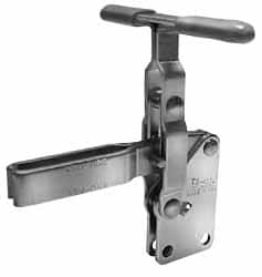 Lapeer - 600 Lb Holding Capacity, Vertical Handle, Manual Hold Down Toggle Clamp - 57° Handle Movement, 106° Bar Opening, U-Bar, Straight Base, Carbon Steel - Exact Tooling