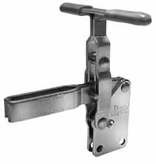 Lapeer - 600 Lb Holding Capacity, Vertical Handle, Manual Hold Down Toggle Clamp - 57° Handle Movement, 106° Bar Opening, U-Bar, Straight Base, Carbon Steel - Exact Tooling