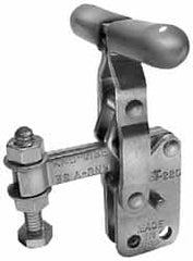 Lapeer - 200 Lb Holding Capacity, Vertical Handle, Manual Hold Down Toggle Clamp - 64° Handle Movement, 110° Bar Opening, Solid Bar, Straight Base, Carbon Steel - Exact Tooling