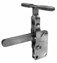 Lapeer - 700 Lb Holding Capacity, Vertical Handle, Manual Hold Down Toggle Clamp - 57° Handle Movement, 106° Bar Opening, Solid Bar, Straight Base, Carbon Steel - Exact Tooling
