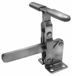Lapeer - 700 Lb Holding Capacity, Vertical Handle, Manual Hold Down Toggle Clamp - 57° Handle Movement, 106° Bar Opening, Solid Bar, Flanged Base, Carbon Steel - Exact Tooling