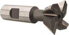 Made in USA - 1-1/2" Diam x 5/8" Width of Cut, 60° Included Angle, Carbide-Tipped Dovetail Cutter - 3/4" Shank Diam, 3-1/4" Overall Length, 0.02" Corner Radius, Weldon Flat, Uncoated - Exact Tooling