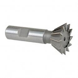 Made in USA - 1-3/8" Diam x 9/16" Width of Cut, 60° Included Angle, High Speed Steel Dovetail Cutter - 5/8" Shank Diam, 2-7/8" Overall Length, Weldon Flat, Uncoated - Exact Tooling