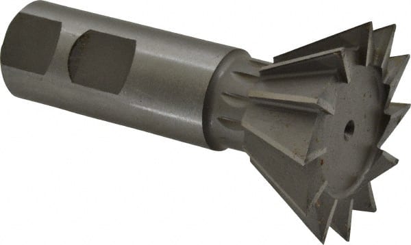 Made in USA - 1-7/8" Diam x 13/16" Width of Cut, 60° Included Angle, High Speed Steel Dovetail Cutter - 7/8" Shank Diam, 3-1/4" Overall Length, Weldon Flat, Uncoated - Exact Tooling
