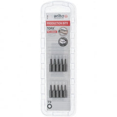 Wiha - 1/4" Drive T9 Torx Screwdriver Bit - 1" OAL, Insert Bit - Exact Tooling