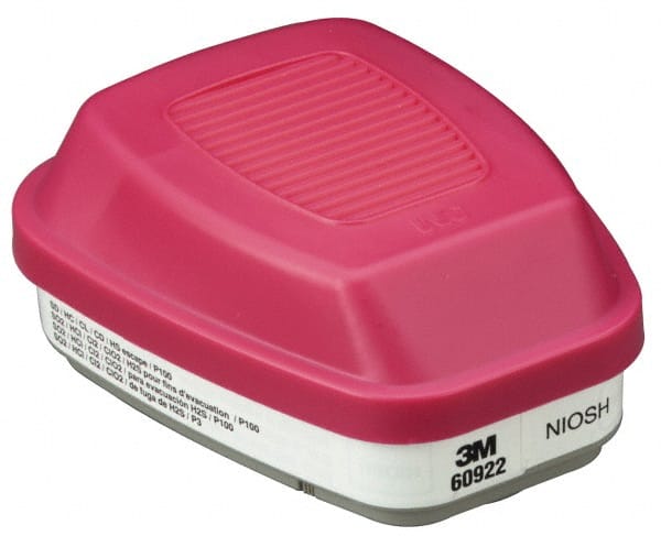 3M - White and Magenta P100 Cartridge and Filter Combination - Series 6000, Protects Against Acid Gas - Exact Tooling